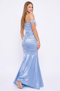 Off Shoulder Satin Mermaid Maxi Dress