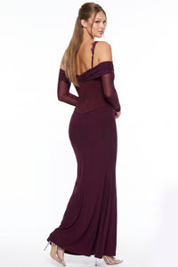 Lace Trim Bust Off Shoulder Maxi Dress