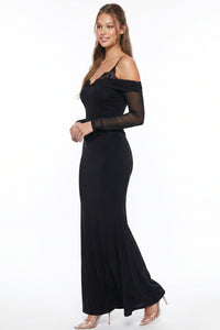 Lace Trim Bust Off Shoulder Maxi Dress
