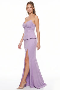 Glitter Pleated Sweetheart Maxi Dress