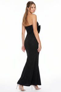Glitter Sweetheart Front Bow Maxi Dress