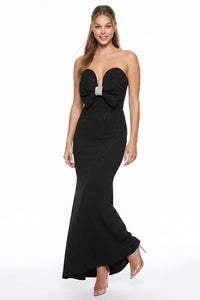 Glitter Sweetheart Front Bow Maxi Dress