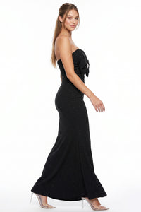 Glitter Sweetheart Front Bow Maxi Dress