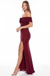 Off Shoulder Floral Applique Maxi Dress