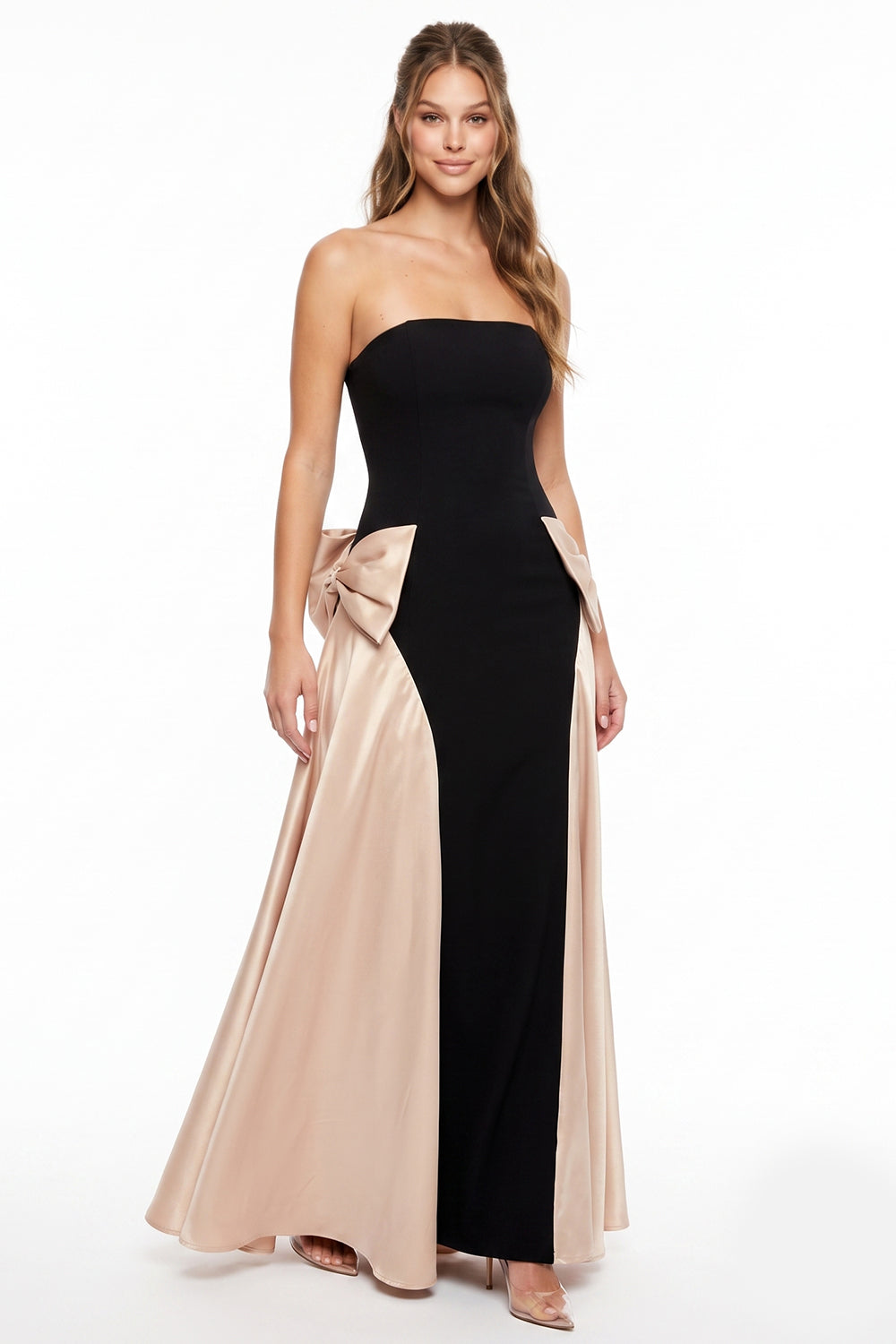 Satin On The Side With Bow Maxi Dress