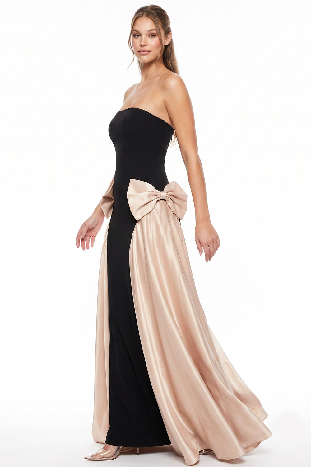 Satin On The Side With Bow Maxi Dress