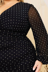 Symphony Dress - Rhinestone On Mesh Plus Size Night Out Mini Dress | Zezebe