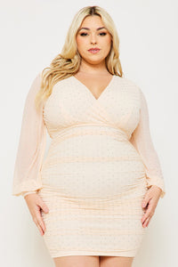 Symphony Dress - Rhinestone On Mesh Plus Size Night Out Mini Dress | Zezebe