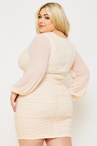 Symphony Dress - Rhinestone On Mesh Plus Size Night Out Mini Dress | Zezebe