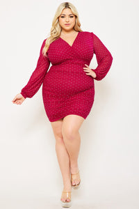 Symphony Dress - Rhinestone On Mesh Plus Size Night Out Mini Dress | Zezebe