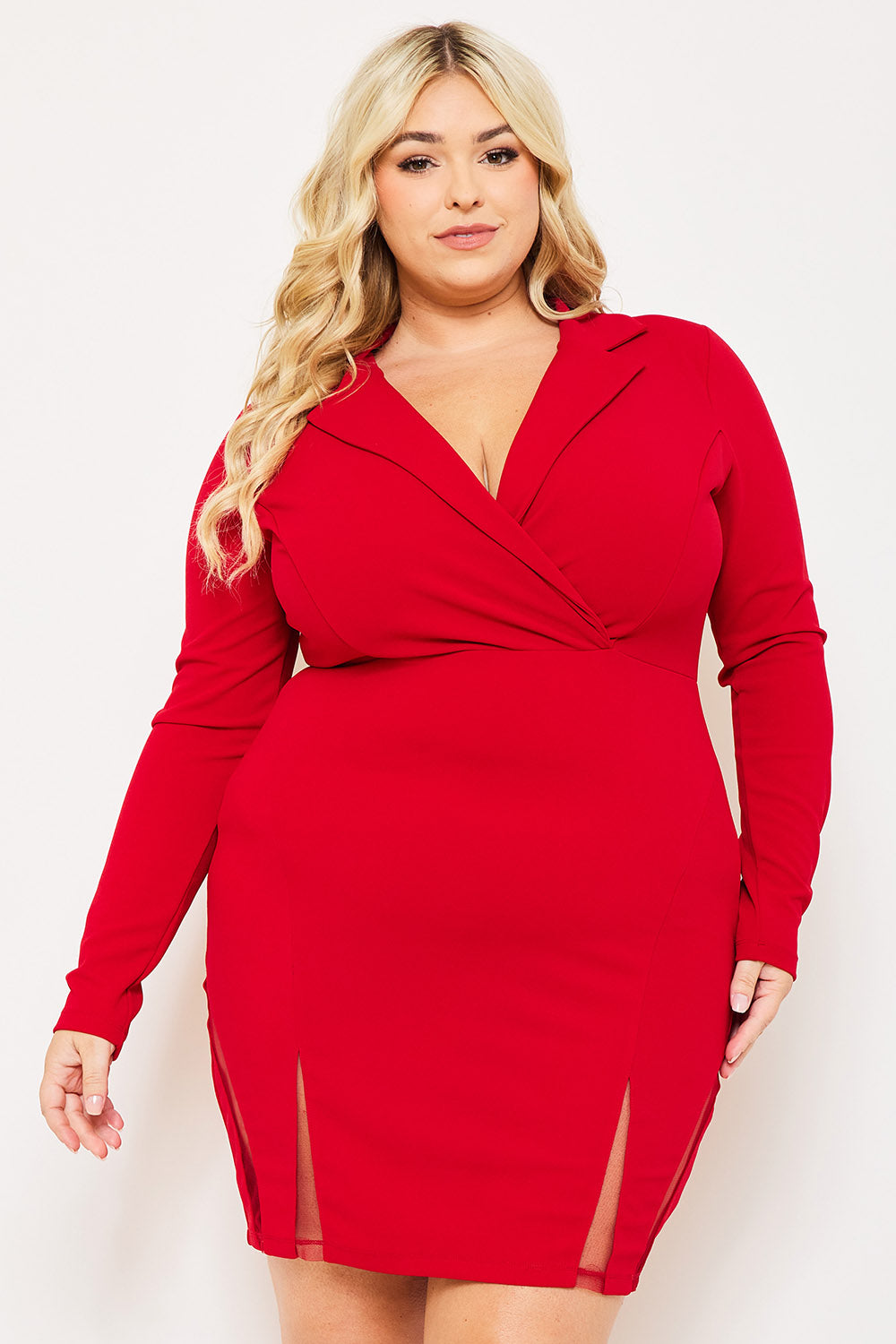 Symphony Dress - Open Back Collar Front Plus Size Night Out Mini Dress | Zezebe