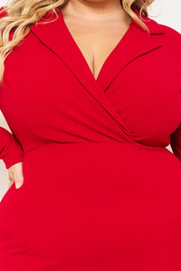 Symphony Dress - Open Back Collar Front Plus Size Night Out Mini Dress | Zezebe