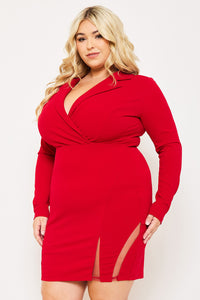 Symphony Dress - Open Back Collar Front Plus Size Night Out Mini Dress | Zezebe