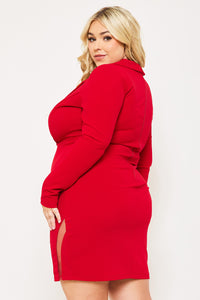 Symphony Dress - Open Back Collar Front Plus Size Night Out Mini Dress | Zezebe