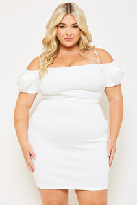 Symphony Dress - Flower Oblique On Sleeve Plus Size Night Out Mini Dress | Zezebe