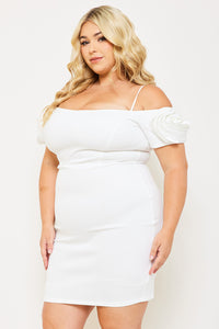 Symphony Dress - Flower Oblique On Sleeve Plus Size Night Out Mini Dress | Zezebe