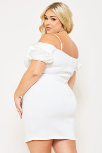 Symphony Dress - Flower Oblique On Sleeve Plus Size Night Out Mini Dress | Zezebe