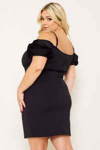 Symphony Dress - Flower Oblique On Sleeve Plus Size Night Out Mini Dress | Zezebe