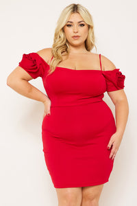 Symphony Dress - Flower Oblique On Sleeve Plus Size Night Out Mini Dress | Zezebe