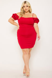 Symphony Dress - Flower Oblique On Sleeve Plus Size Night Out Mini Dress | Zezebe