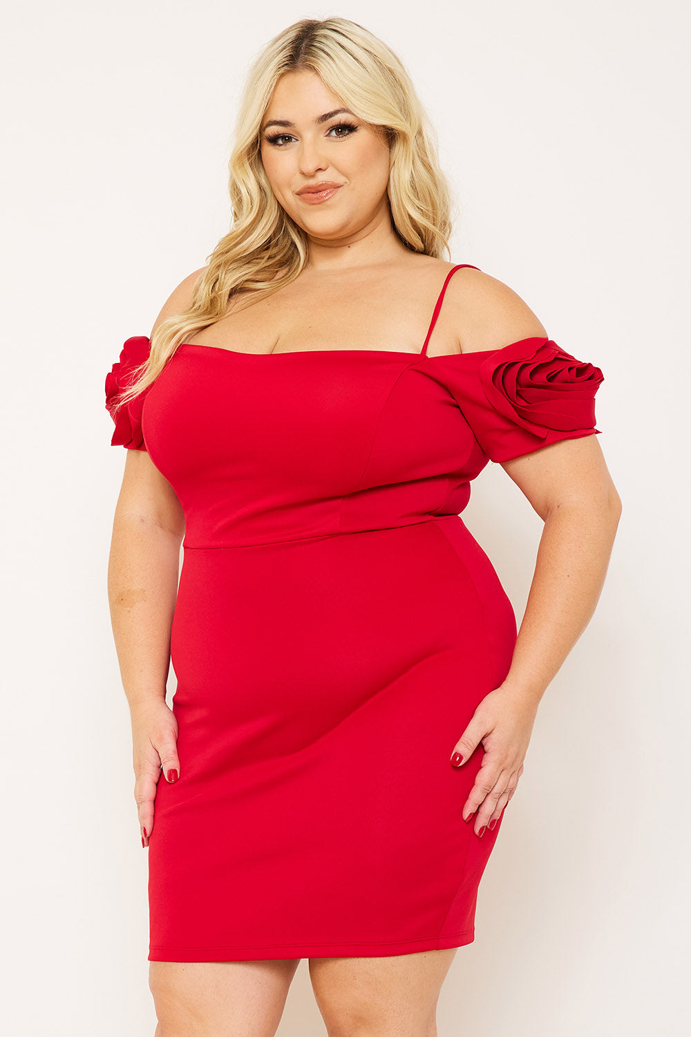 Symphony Dress - Flower Oblique On Sleeve Plus Size Night Out Mini Dress | Zezebe
