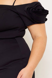 Symphony Dress - Flower Oblique On Sleeve Plus Size Night Out Mini Dress | Zezebe