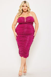 Symphony Dress - Sequin Sweetheart Neck Plus Size Night Out Midi Dress | Zezebe