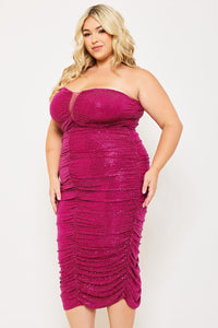 Symphony Dress - Sequin Sweetheart Neck Plus Size Night Out Midi Dress | Zezebe