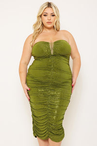 Symphony Dress - Sequin Sweetheart Neck Plus Size Night Out Midi Dress | Zezebe