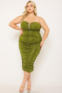 Symphony Dress - Sequin Sweetheart Neck Plus Size Night Out Midi Dress | Zezebe