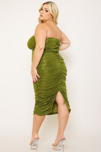 Symphony Dress - Sequin Sweetheart Neck Plus Size Night Out Midi Dress | Zezebe