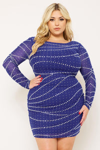 Symphony Dress - Multi Size Rhinestone Mesh Plus Size Night Out Mini Dress | Zezebe