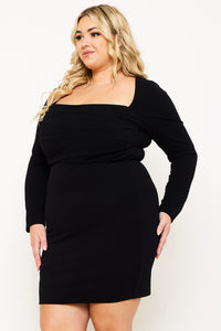 Symphony Dress - Square Neck Wired Waist Plus Size Night Out Mini Dress | Zezebe