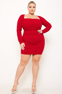 Symphony Dress - Square Neck Wired Waist Plus Size Night Out Mini Dress | Zezebe