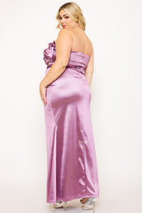 Symphony Dress - Glittered Satin Pleated Plus Size Maxi Dress | Zezebe