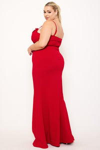 Symphony Dress - Flower Embellished On Bust Plus Size Maxi Dress | Zezebe