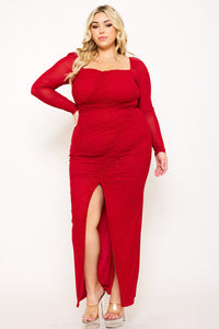 Symphony Dress - Rhinestone On Mesh Ruched Plus Size Night Out Maxi Dress | Zezebe