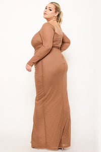 Symphony Dress - Rhinestone On Mesh Ruched Plus Size Night Out Maxi Dress | Zezebe