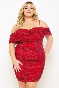 Symphony Dress - Rhinestone On Power Mesh Plus Size Night Out Mini Dress | Zezebe