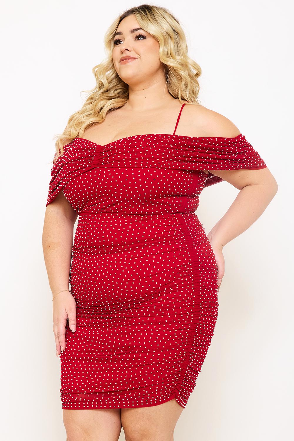 Symphony Dress - Rhinestone On Power Mesh Plus Size Night Out Mini Dress | Zezebe