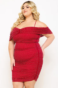 Symphony Dress - Rhinestone On Power Mesh Plus Size Night Out Mini Dress | Zezebe