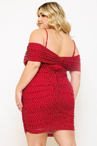 Symphony Dress - Rhinestone On Power Mesh Plus Size Night Out Mini Dress | Zezebe
