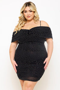 Symphony Dress - Rhinestone On Power Mesh Plus Size Night Out Mini Dress | Zezebe