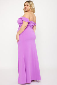 Symphony Dress - Off The Shoulder Pleated Plus Size Maxi Dress | Zezebe