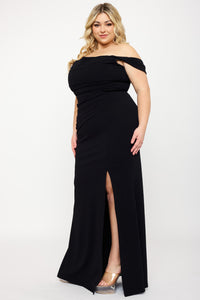 Symphony Dress - Off The Shoulder Pleated Plus Size Maxi Dress | Zezebe