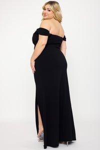 Symphony Dress - Off The Shoulder Pleated Plus Size Maxi Dress | Zezebe