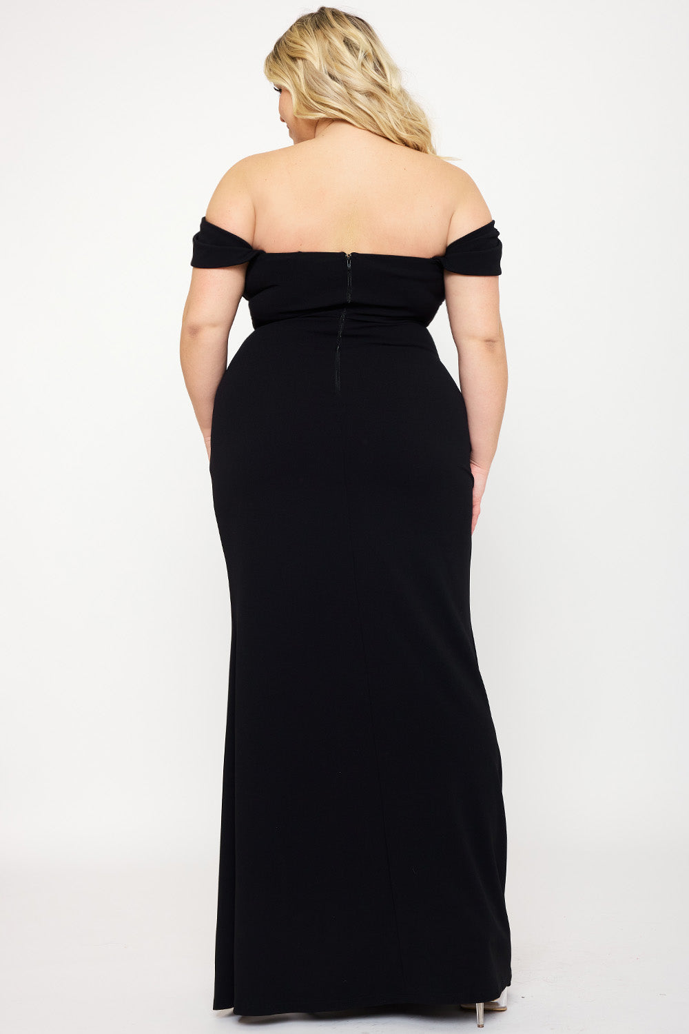 Symphony Dress - Off The Shoulder Pleated Plus Size Maxi Dress | Zezebe