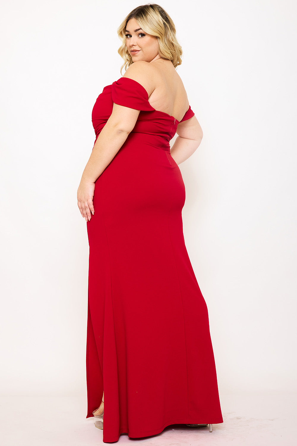 Symphony Dress - Off The Shoulder Pleated Plus Size Maxi Dress | Zezebe