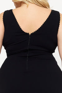 Symphony Dress - Mesh Detailed On Bust Pleated Plus Size Maxi Dress | Zezebe