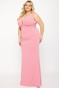 Symphony Dress - Mesh Detailed On Bust Pleated Plus Size Maxi Dress | Zezebe